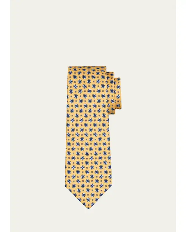 Kiton Men's Silk Micro-Floral 7-Fold Tie