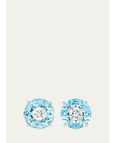Boghossian 18K White Gold Diamond & Aquamarine Inlay Crush Earrings | Thumbnail 1 Boghossian 18K White Gold Diamond & Aquamarine Inlay Crush Earrings | Thumbnail 1