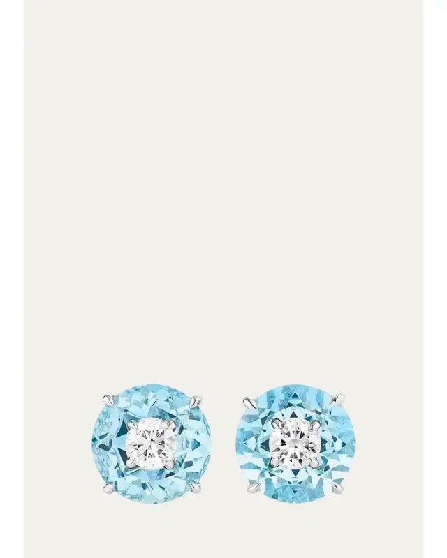 Boghossian 18K White Gold Diamond & Aquamarine Inlay Crush Earrings
