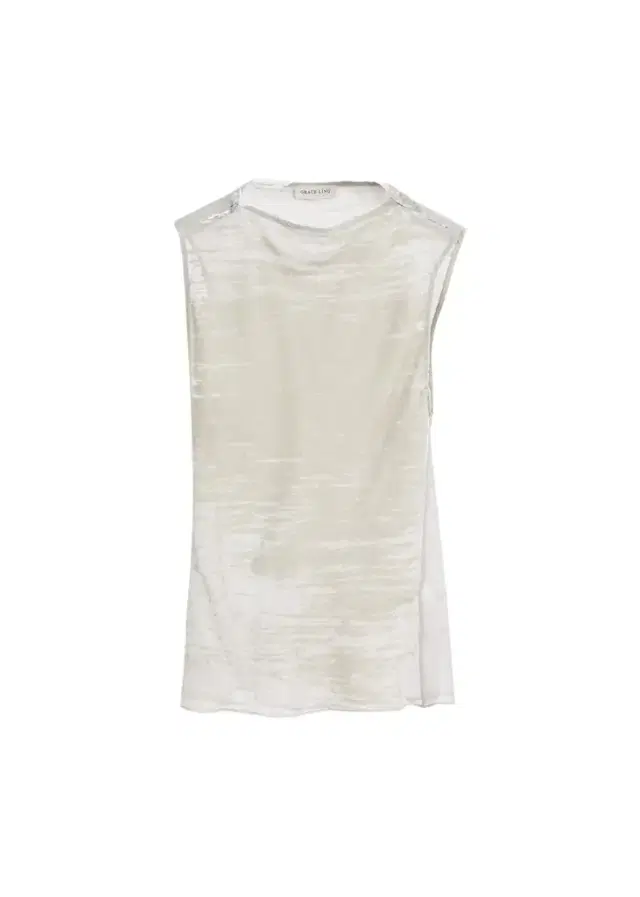 Grace Ling Boat-Neck Glitch Velvet Burnout Sleeveless Top