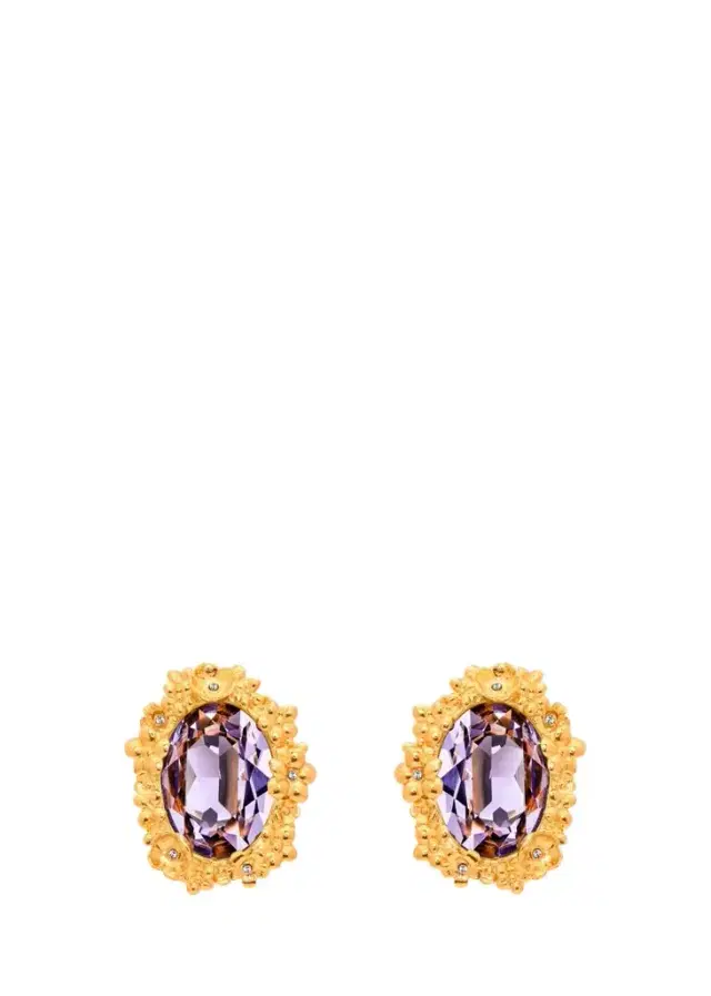 Oscar de la Renta Oval Medallion Stud Earrings