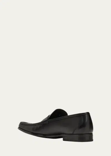 Ferragamo Men's Caspian Gancio Leather Loafers | Thumbnail 4
