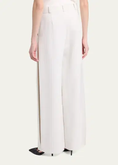 Giorgio Armani Side Pleat Straight-Leg Silk Trousers | Thumbnail 3