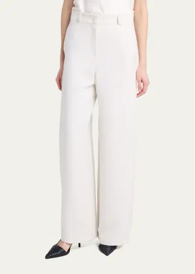 Giorgio Armani Side Pleat Straight-Leg Silk Trousers | Thumbnail 4