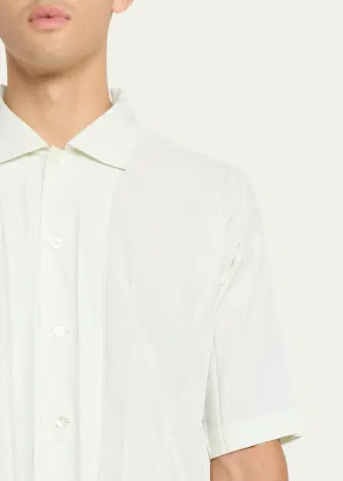 Homme Plissé Issey Miyake Men's Edge Pleated Short-Sleeve Shirt | Thumbnail 5