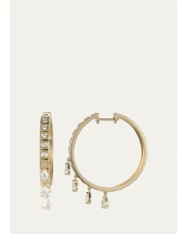 Type Jewelry LEGGO Fringe Diamond Large Hoop Earrings