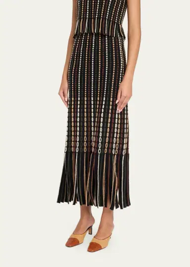 Ulla Johnson Inez Fringe Knit Midi Skirt | Thumbnail 4