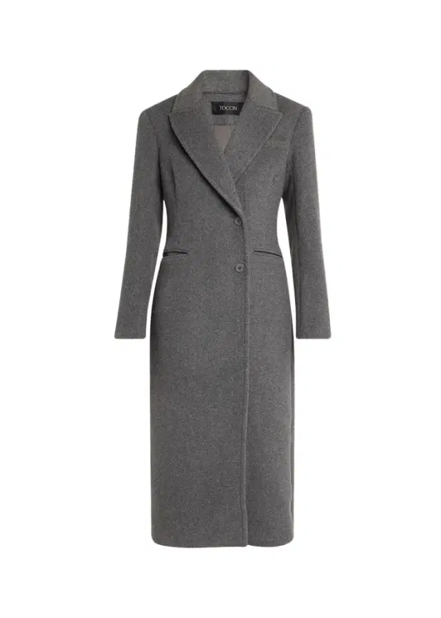 Toccin Boston Sculpted Peak-Lapel Wool Coat