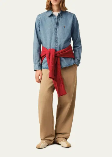 Ami Paris Men's Ami de Coeur Denim Button-Down Shirt | Thumbnail 2