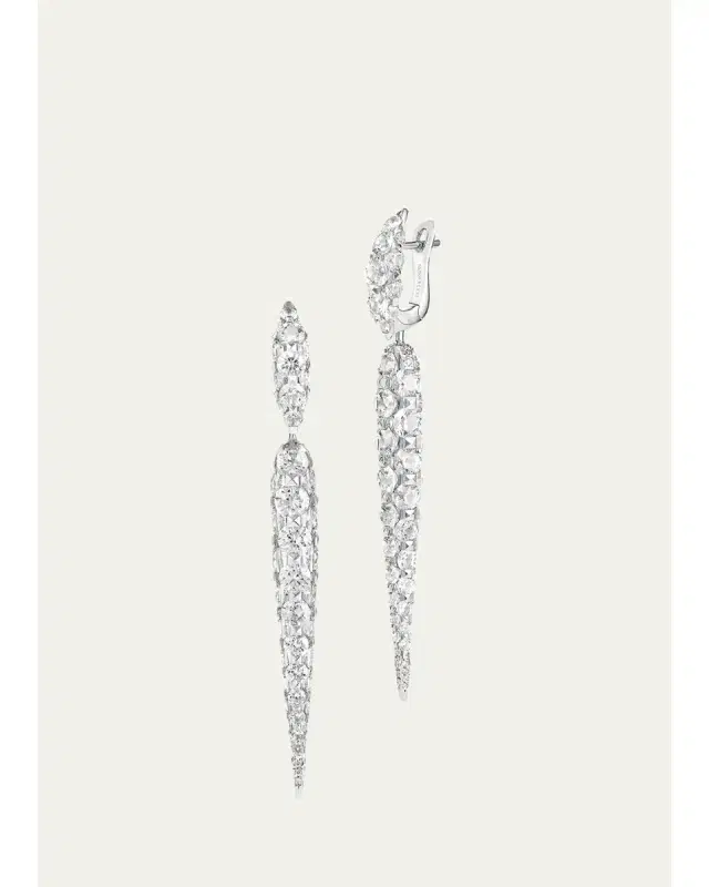 Boghossian 18K White Gold Diamond Merveilles Icicle Medium Earrings