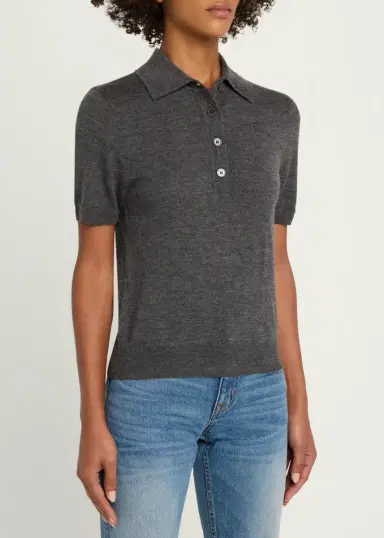 Toccin Rue Melange Cashmere Polo Shirt | Thumbnail 4