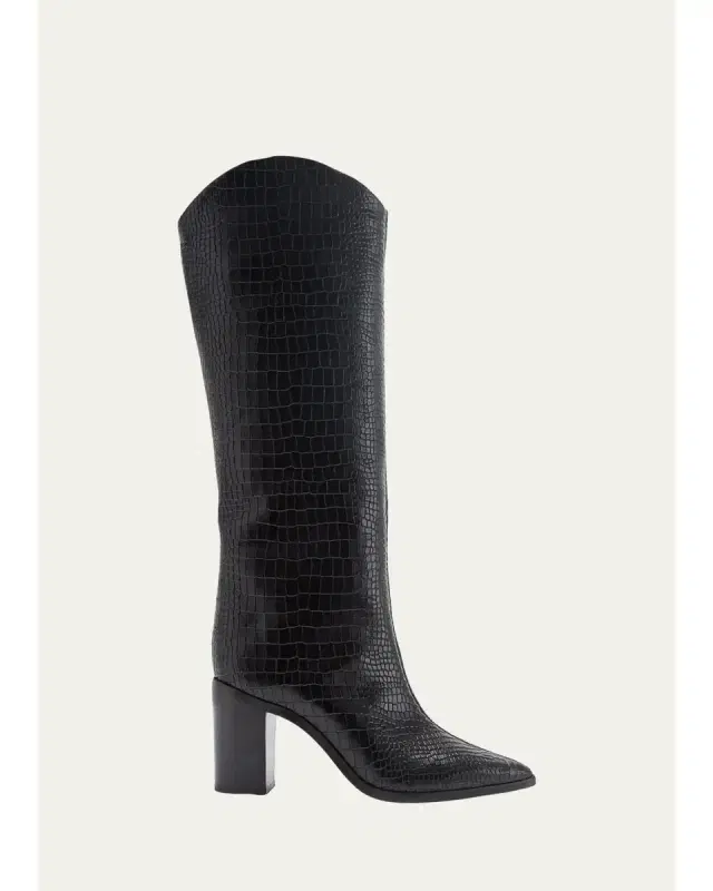 Schutz Analeah Snake-Print Leather Tall Boots