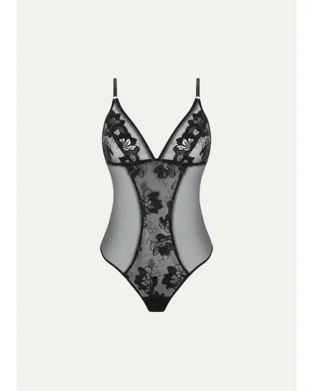 Lise Charmel Cuir Sexy Couture Embroidered Tulle Bodysuit