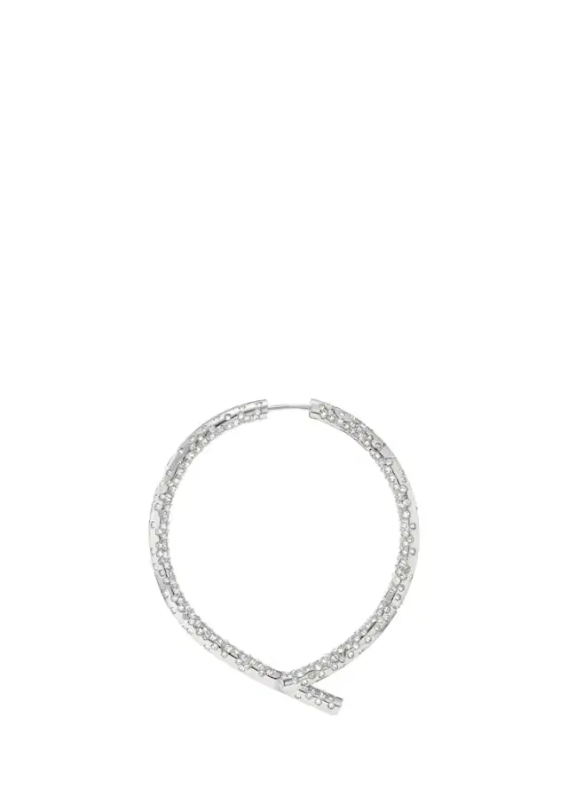 TABAYER 18K White Gold Diamond Oera Hoop Earring, Single