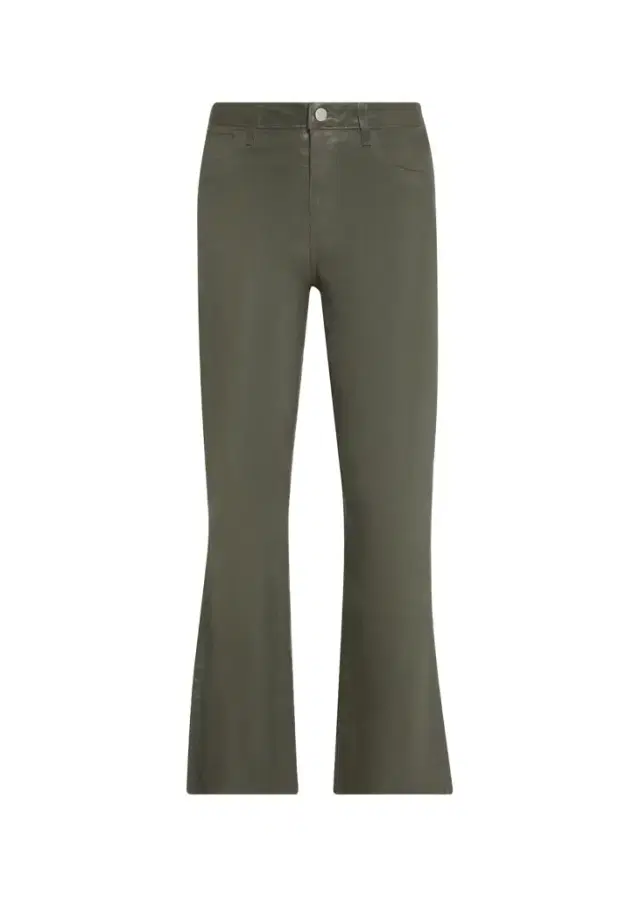 L'Agence Kendra High-Rise Coated Crop Flare Jeans
