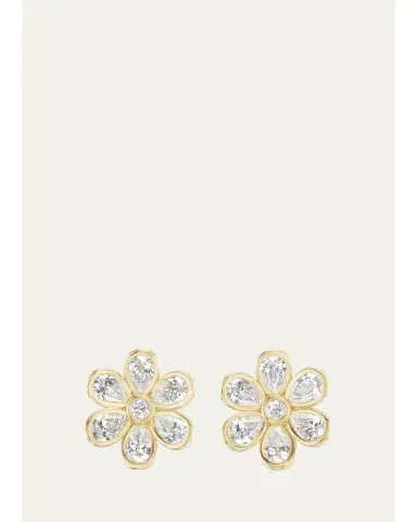 Brent Neale 18K Yellow Gold Small Daisy Diamond Stud Earrings | Thumbnail 1 Brent Neale 18K Yellow Gold Small Daisy Diamond Stud Earrings | Thumbnail 1