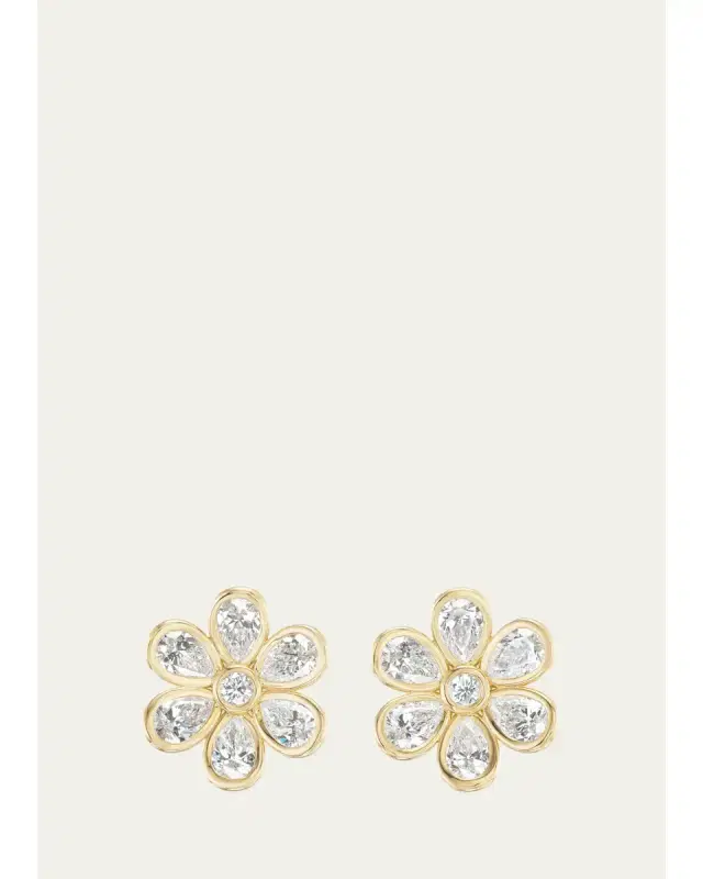 Brent Neale 18K Yellow Gold Small Daisy Diamond Stud Earrings