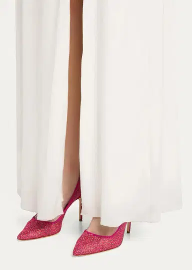 Manolo Blahnik 90mm BBLA Flocked Polka Dot Tulle Pumps | Thumbnail 2