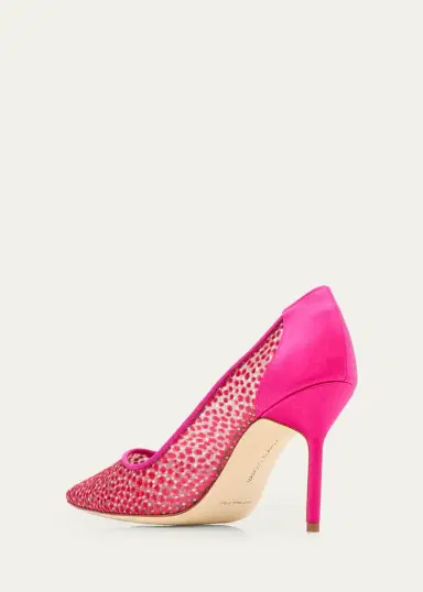Manolo Blahnik 90mm BBLA Flocked Polka Dot Tulle Pumps | Thumbnail 4