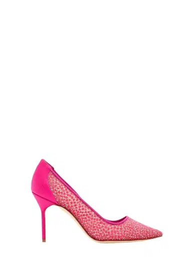 Manolo Blahnik 90mm BBLA Flocked Polka Dot Tulle Pumps | Thumbnail 1