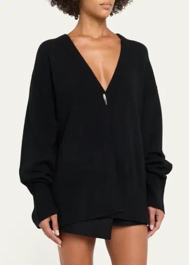 Grace Ling Cashmere Oversized V-Neck Cardigan | Thumbnail 4