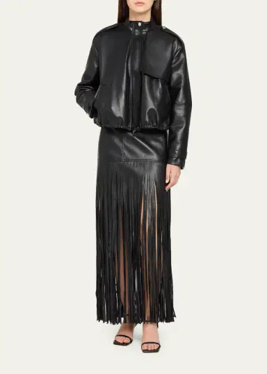 Toccin Soren Fringed Faux Leather Mini Skirt | Thumbnail 2