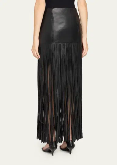 Toccin Soren Fringed Faux Leather Mini Skirt | Thumbnail 3