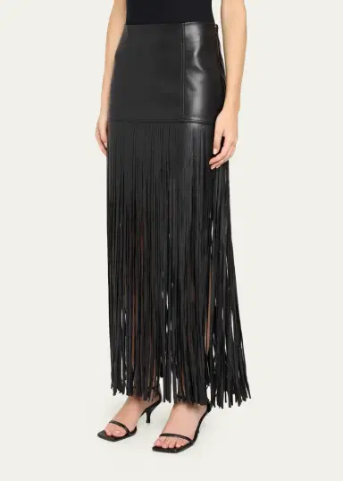 Toccin Soren Fringed Faux Leather Mini Skirt | Thumbnail 4