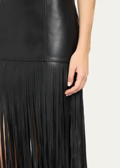 Toccin Soren Fringed Faux Leather Mini Skirt | Thumbnail 5
