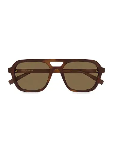 Saint Laurent Men's 55MM Aviator Sunglasses - Havana | Thumbnail 2