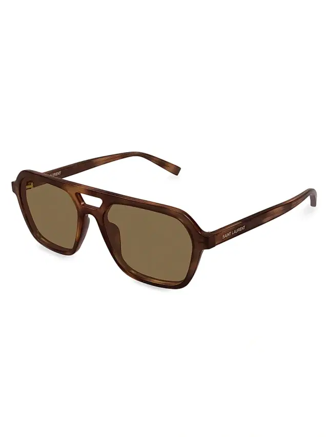 Saint Laurent Men's 55MM Aviator Sunglasses - Havana