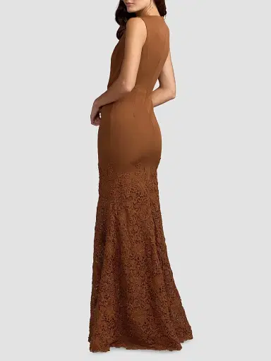 Mac Duggal Women's Crêpe Lace Skirt Mermaid Gown | Thumbnail 2 Mac Duggal Women's Crêpe Lace Skirt Mermaid Gown | Thumbnail 2