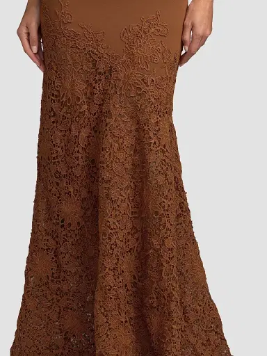 Mac Duggal Women's Crêpe Lace Skirt Mermaid Gown | Thumbnail 4 Mac Duggal Women's Crêpe Lace Skirt Mermaid Gown | Thumbnail 4