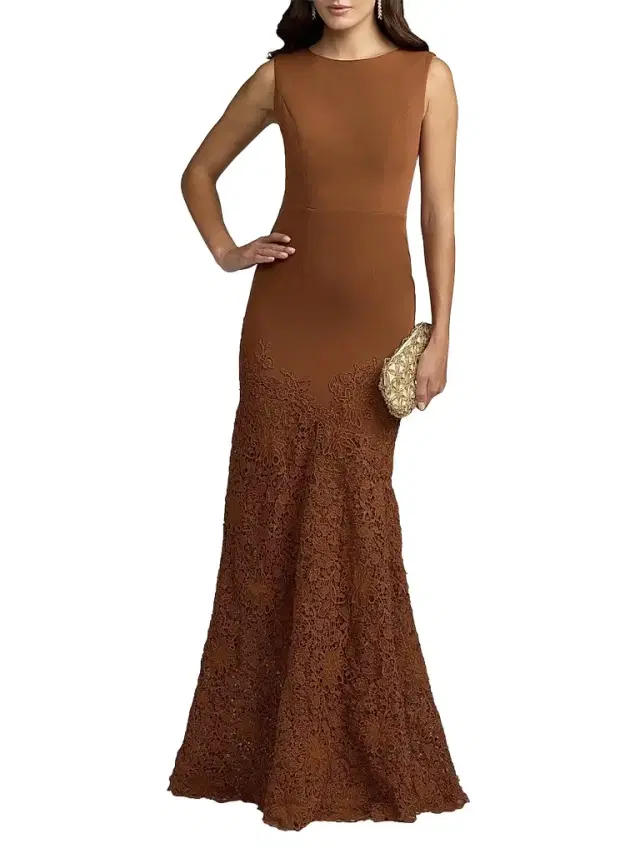 Mac Duggal Women's Crêpe Lace Skirt Mermaid Gown