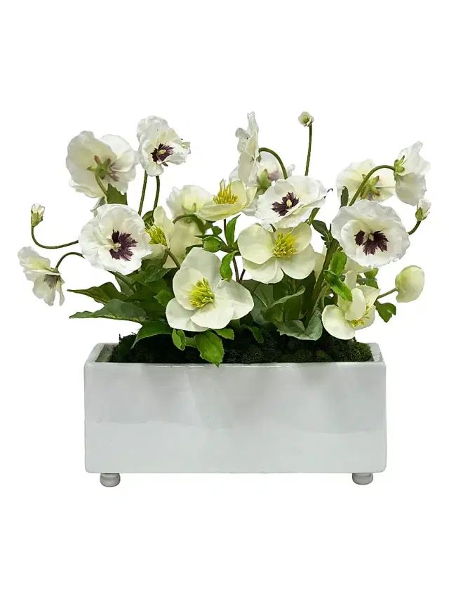 Winward Home Everyday Newness Refresh Faux Pansy Hellebores Arrangement