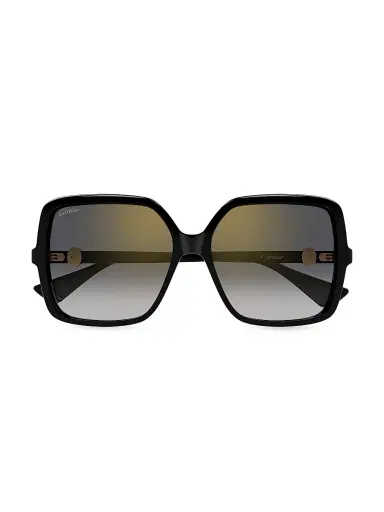 Cartier Women's Double C 58MM Square Sunglasses - Black | Thumbnail 2