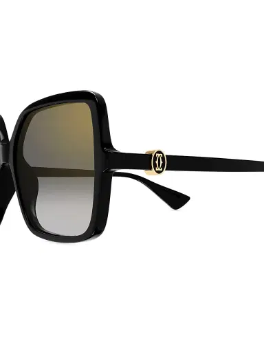 Cartier Women's Double C 58MM Square Sunglasses - Black | Thumbnail 3