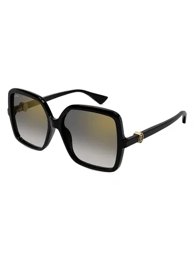 Cartier Women's Double C 58MM Square Sunglasses - Black | Thumbnail 1