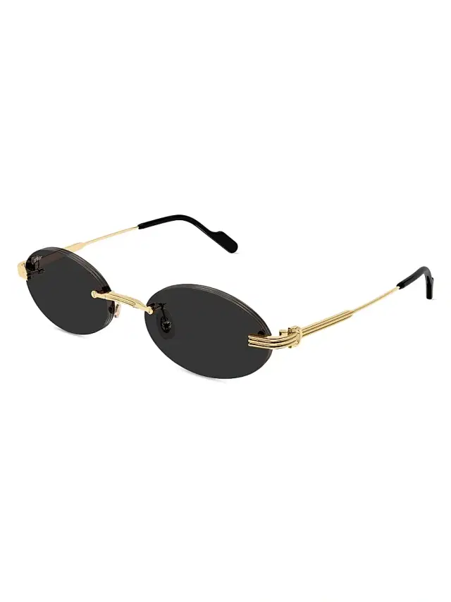 Women's Première de 53MM 24K-Gold-Plated Rimless Oval Sunglasses - Gold Black