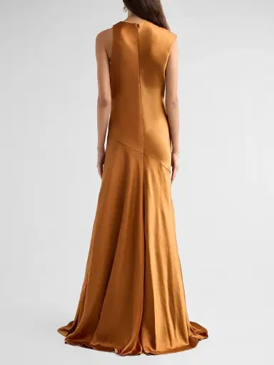 Amsale Women's Liquid Satin Draped Gown - Copper | Thumbnail 3