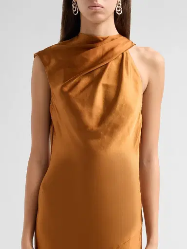 Amsale Women's Liquid Satin Draped Gown - Copper | Thumbnail 5