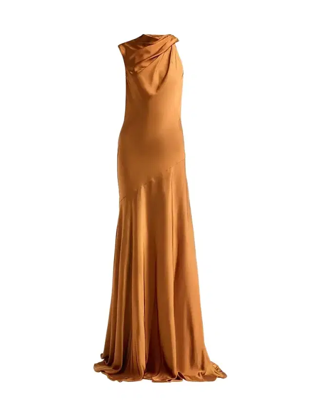 Amsale Women's Liquid Satin Draped Gown - Copper