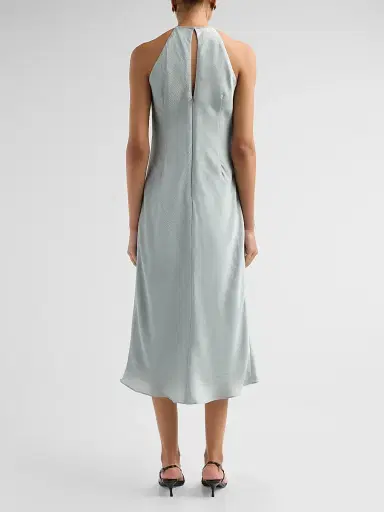 Amsale Women's Halterneck Draped Midi Dress - Jade | Thumbnail 3