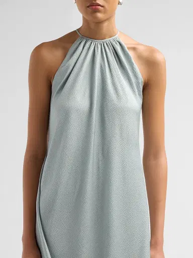 Amsale Women's Halterneck Draped Midi Dress - Jade | Thumbnail 5
