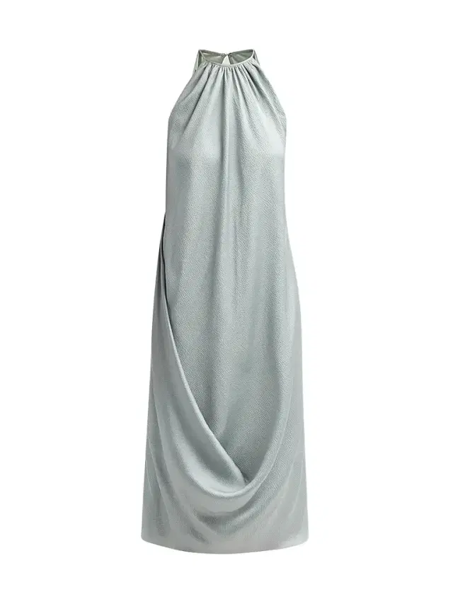 Amsale Women's Halterneck Draped Midi Dress - Jade