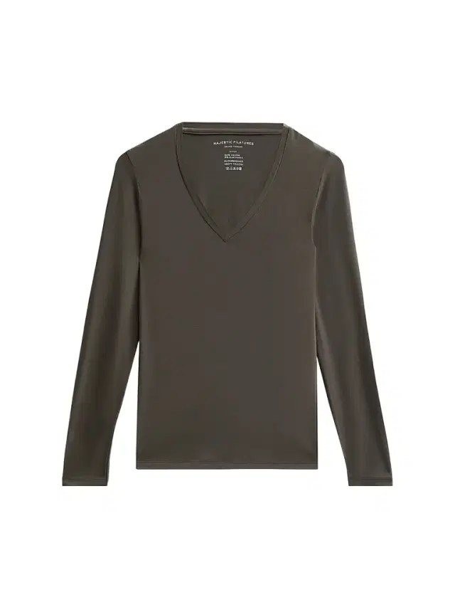 Majestic Filatures Women's Soft Touch Long-Sleeve V-Neck T-Shirt - Volcanic Rock