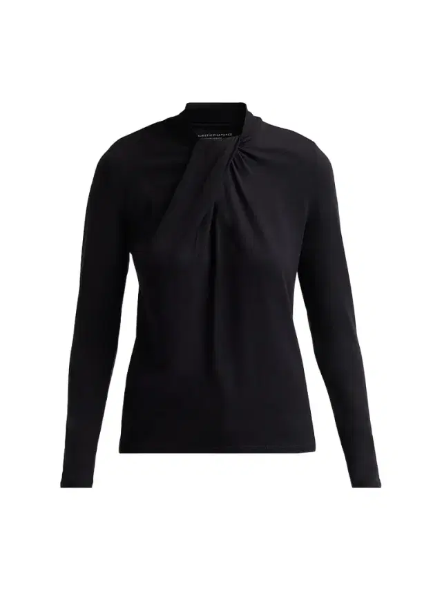 Majestic Filatures Women's Soft Touch Long-Sleeve Twist-Neck Top - Noir