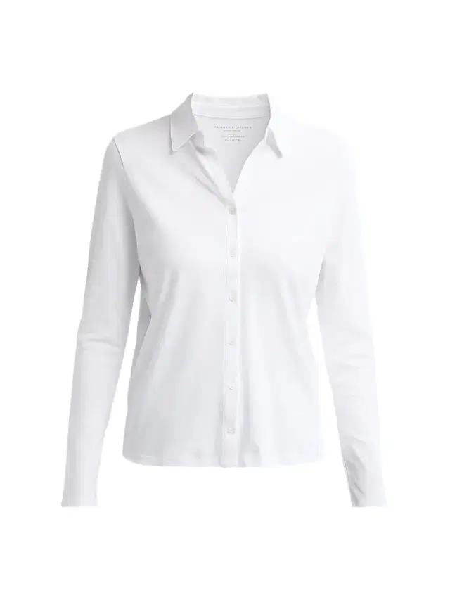 Majestic Filatures Women's Supima Cotton Button-Front Shirt - Blanc