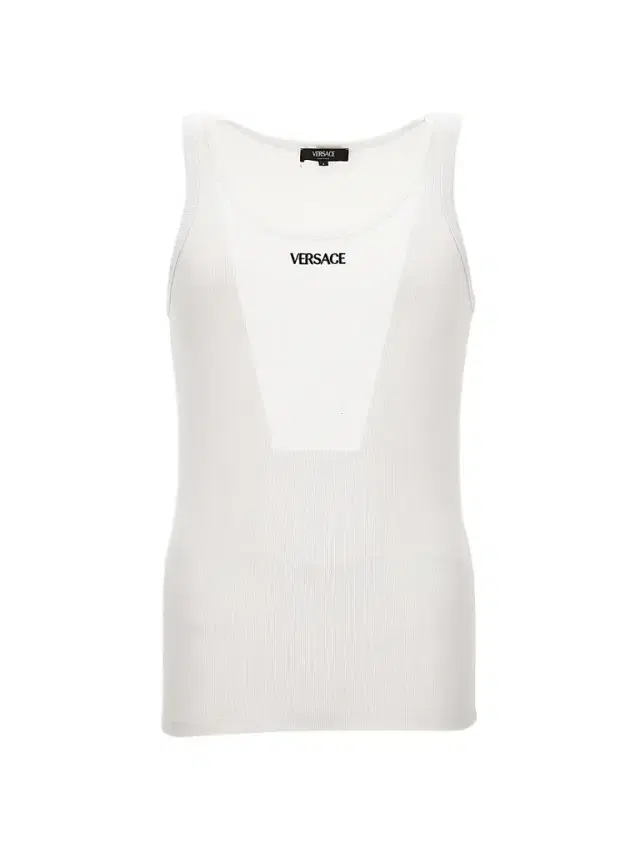 Versace Men's Logo Rib-Knit Cotton Tank - Optical White