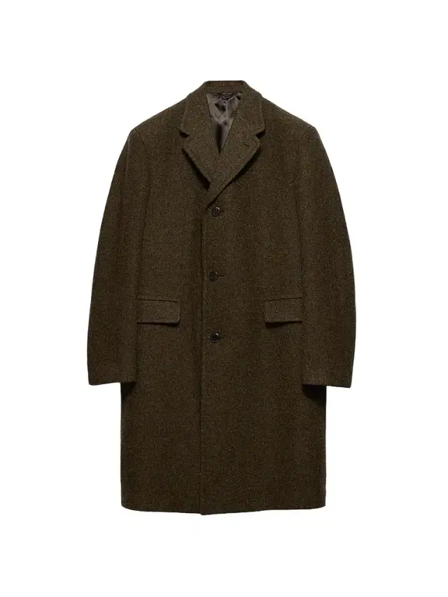 Men's Single-Breasted Wool Coat - Green